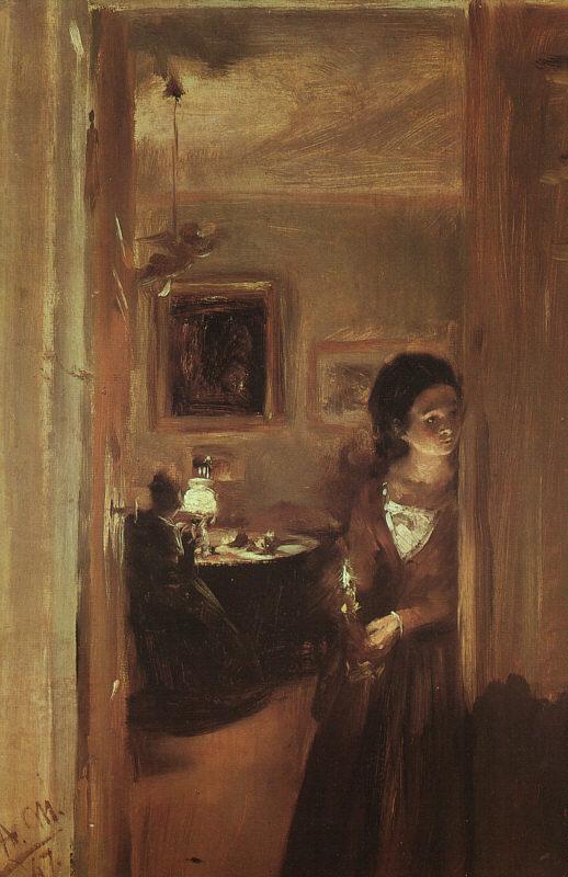 Adolph von Menzel The Artist's Sister with a Candle Germany oil painting art